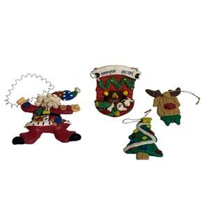 Vintage Christmas Ornament Lot Clay Dough Art Lot Of 4